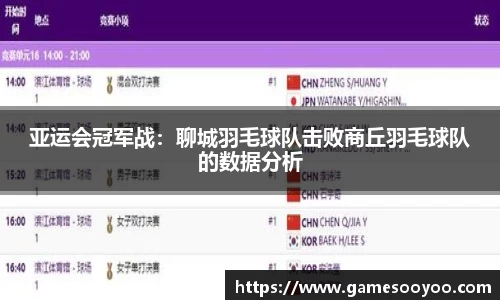 亚运会冠军战：聊城羽毛球队击败商丘羽毛球队的数据分析